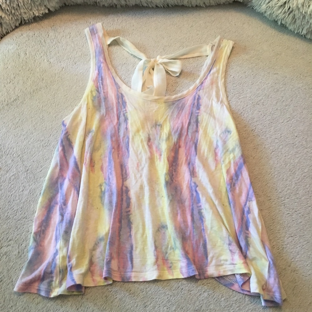 Urban Outfitters pastel tie dye tank top w/ ribbon